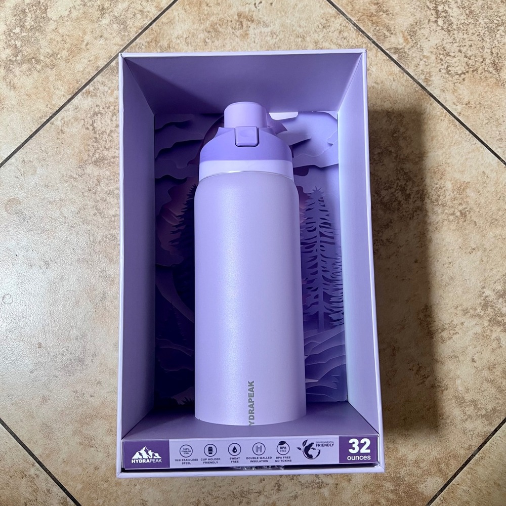 Hydrapeak Oasis 32oz Insulated Stainless Steel Water Bottle Lavender Chug Lid